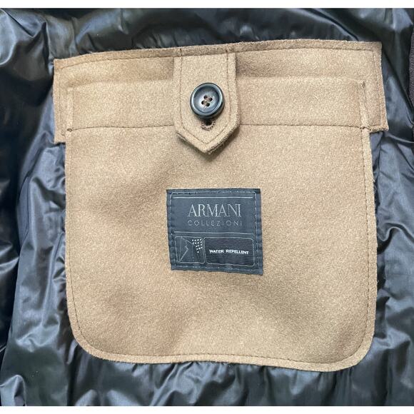 Armani Brown Wool Cashmere Belted Trench Coat Mens 44 Water Repellent Lined - Picture 11 of 16